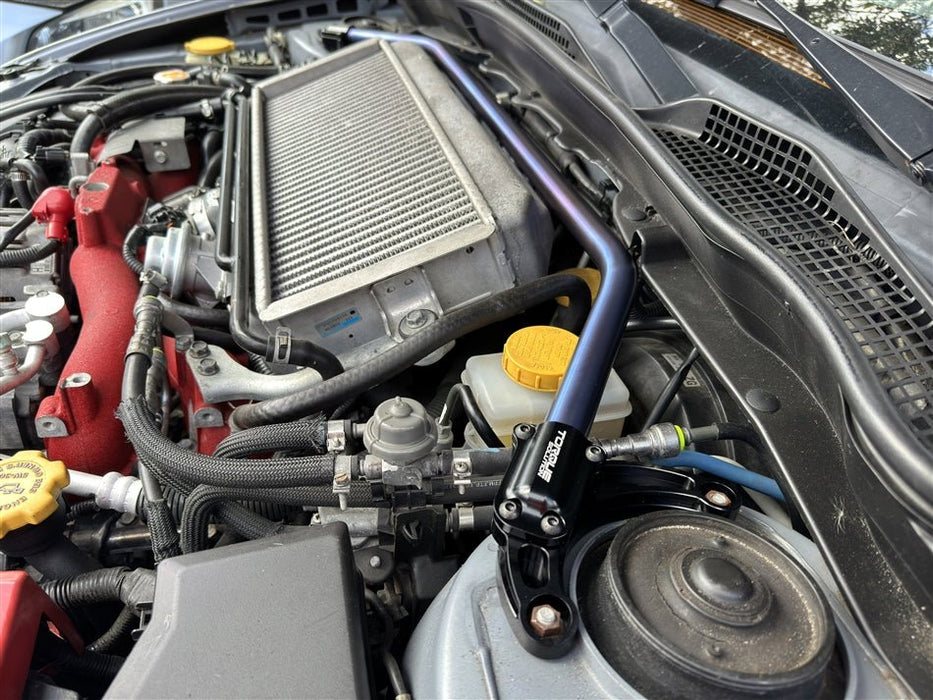 Torque Solution Strut Brace Front Titanium Brushed Raw 2008 - 2021 WRX / 2008 - 2021 STI - TS - SU - 866 - RW - Subimods.com
