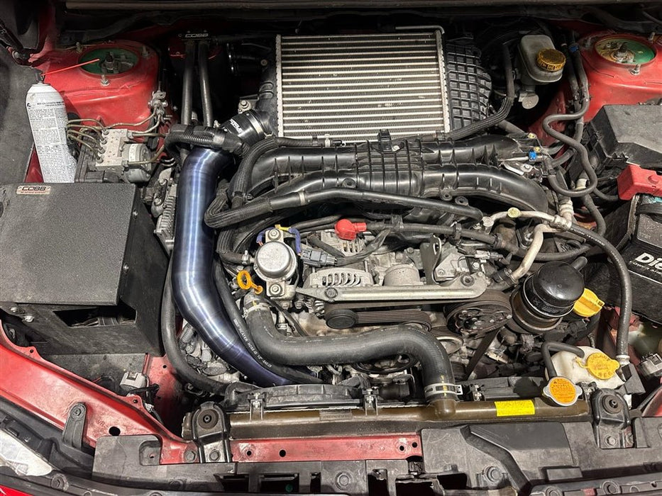 Torque Solution Top Mount Charge Pipe Titanium Brushed Raw 2015 - 2021 WRX - TS - SU - 843 - RW - Subimods.com