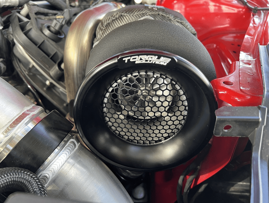 Torque Solution Turbo Velocity Stack Shield Red 4 Inch Inlet - TS - VS - 740 - RD - Subimods.com