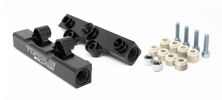 Torque Solution V2 Top Feed Fuel Rail Black 2002 - 2014 WRX / 2007 - 2021 STI / 2008 - 2012 Legacy GT / 2006 - 2013 Forester XT - TS - SU - 400BK.2 - Subimods.com