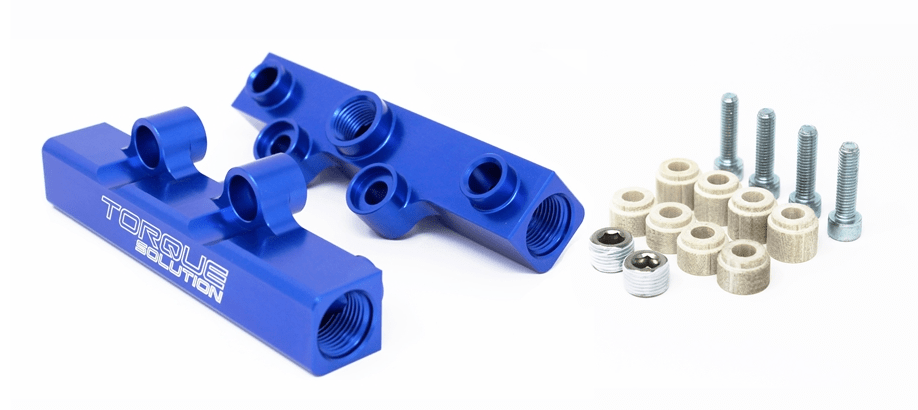 Torque Solution V2 Top Feed Fuel Rail Blue 2002 - 2014 WRX / 2007 - 2021 STI / 2008 - 2012 Legacy GT / 2006 - 2013 Forester XT - TS - SU - 400BU.2 - Subimods.com