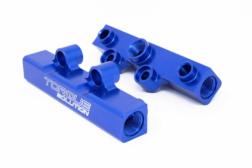 Torque Solution V2 Top Feed Fuel Rail Blue 2002 - 2014 WRX / 2007 - 2021 STI / 2008 - 2012 Legacy GT / 2006 - 2013 Forester XT - TS - SU - 400BU.2 - Subimods.com