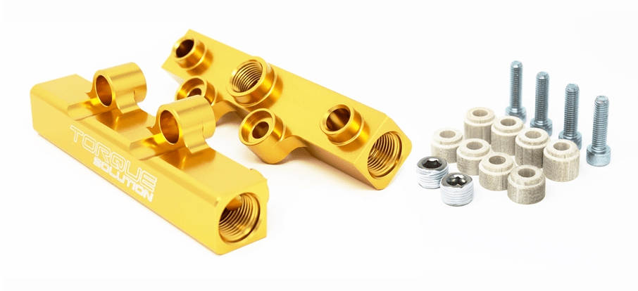 Torque Solution V2 Top Feed Fuel Rail Gold 2002 - 2014 WRX / 2007 - 2021 STI / 2008 - 2012 Legacy GT / 2006 - 2013 Forester XT - TS - SU - 400G.2 - Subimods.com