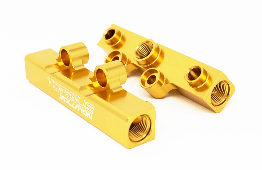 Torque Solution V2 Top Feed Fuel Rail Gold 2002 - 2014 WRX / 2007 - 2021 STI / 2008 - 2012 Legacy GT / 2006 - 2013 Forester XT - TS - SU - 400G.2 - Subimods.com