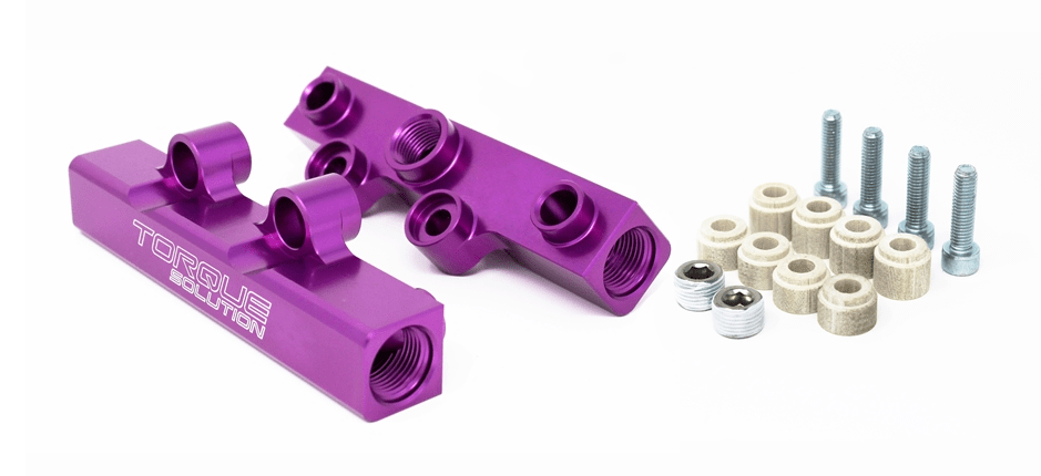 Torque Solution V2 Top Feed Fuel Rail Purple 2002 - 2014 WRX / 2007 - 2021 STI / 2008 - 2012 Legacy GT / 2006 - 2013 Forester XT - TS - SU - 400PR.2 - Subimods.com