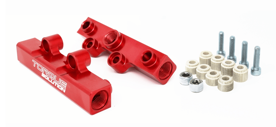 Torque Solution V2 Top Feed Fuel Rail Red 2002 - 2014 WRX / 2007 - 2021 STI / 2008 - 2012 Legacy GT / 2006 - 2013 Forester XT - TS - SU - 400R.2 - Subimods.com