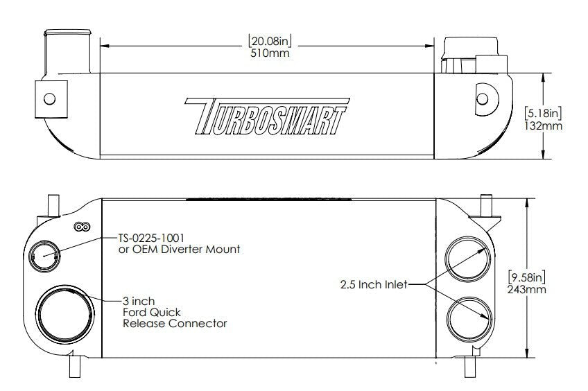 Turbosmart Front Mount Intercooler Core Black 2015 - 2025 F - 150 w/ Ecoboost Engine / Raptor w/ Ecoboost Engine - TS - CCA - VSFD001B - Subimods.com