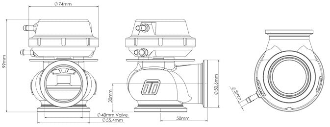 Turbosmart Gen4 CompGate40 40mm External Wastegate 7PSI Black - TS - 0505 - 1006 - Subimods.com