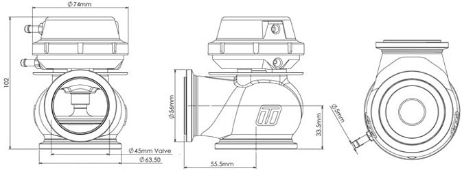 Turbosmart Gen4 HyperGate 45 External Wastegate 5PSI Black - TS - 0506 - 1002 - 5 - Subimods.com