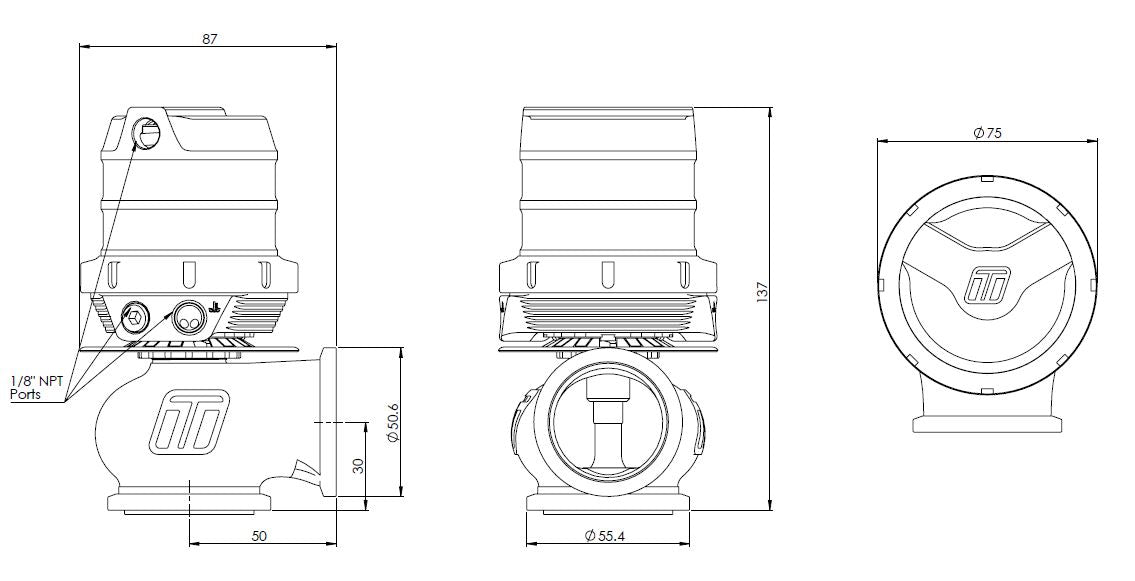 Turbosmart GenV CompGate40HP 40mm External Wastegate 35psi Black - TS - 0552 - 1312 - Subimods.com