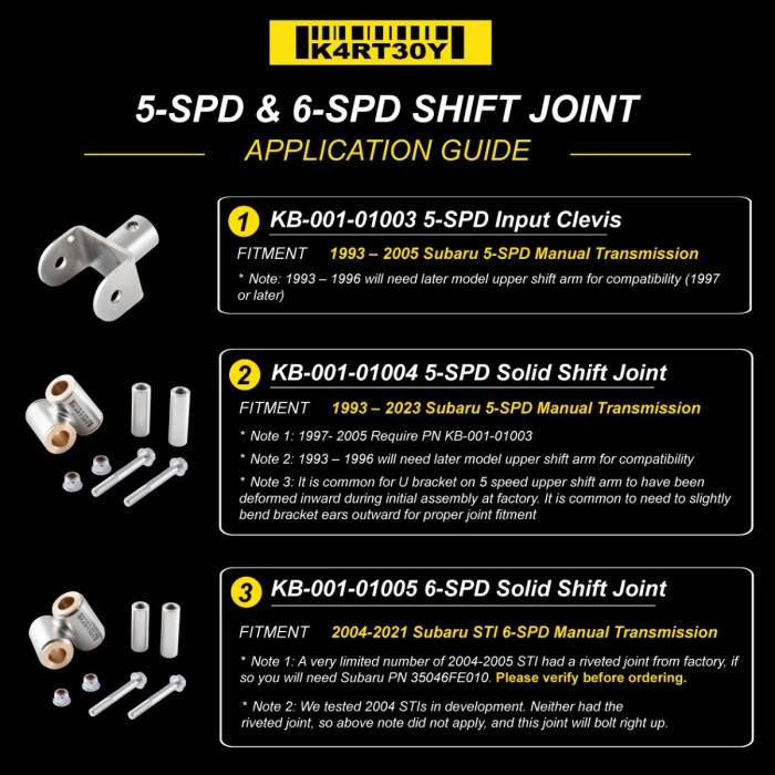 Kartboy Solid Shift Joint 1993-2023 5-Speed Subaru Models