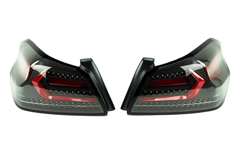 OLM Evolution Tail Lights Clear Lens, Black Base, Red Bar 2015-2021 WRX / STI