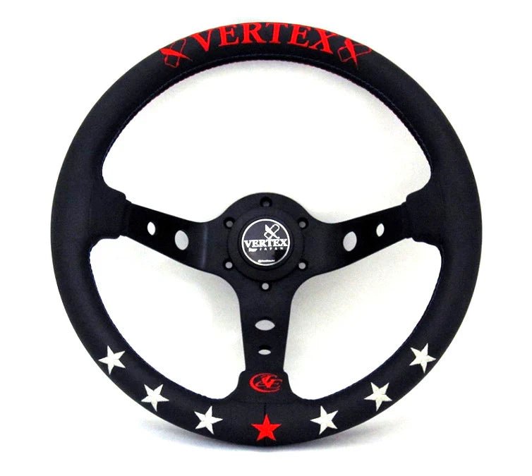 VERTEX 7 Star 330mm Leather Steering Wheel Red Blue Stitch