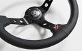 VERTEX Checker Steering Wheel 330mm Perforated Leather w/ Silver and Red Stitching - STW - CHKR - Subimods.com