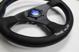 VERTEX Flat Steering Wheel 325mm Leather w/ Blue and White Stitching - STW - FLT - BLU - Subimods.com