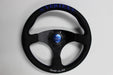 VERTEX Flat Steering Wheel 325mm Leather w/ Blue and White Stitching - STW - FLT - BLU - Subimods.com