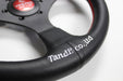 VERTEX Flat Steering Wheel 325mm Leather w/ Red and White Stitching - STW - FLT - RED - Subimods.com