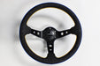 VERTEX King Steering Wheel 330mm Leather w/ Gold and Black Stitching - STW - KING - LTHR - Subimods.com