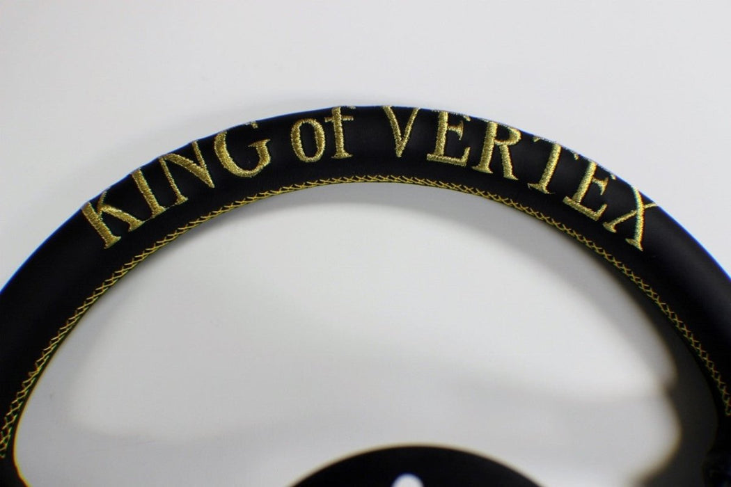 VERTEX King Steering Wheel 330mm Leather w/ Gold and Black Stitching - STW - KING - LTHR - Subimods.com