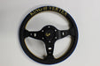 VERTEX King Steering Wheel 330mm Leather w/ Gold and Black Stitching - STW - KING - LTHR - Subimods.com