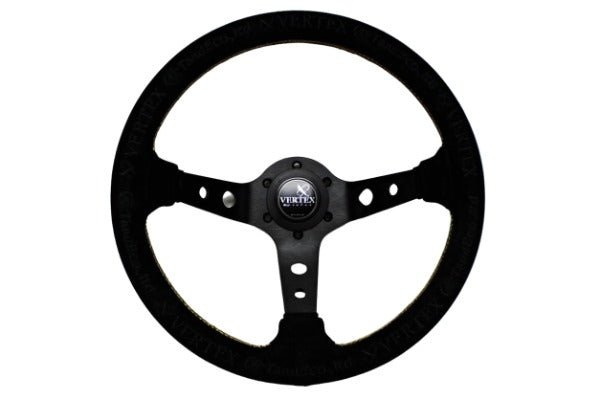 VERTEX King Steering Wheel 330mm Suede w/ Gold Stitching - STW-KING-SDE - Subimods.com