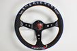 VERTEX Kumadori Steering Wheel 330mm Perforated Leather w/ White and Red Stitching - STW - KMD - Subimods.com