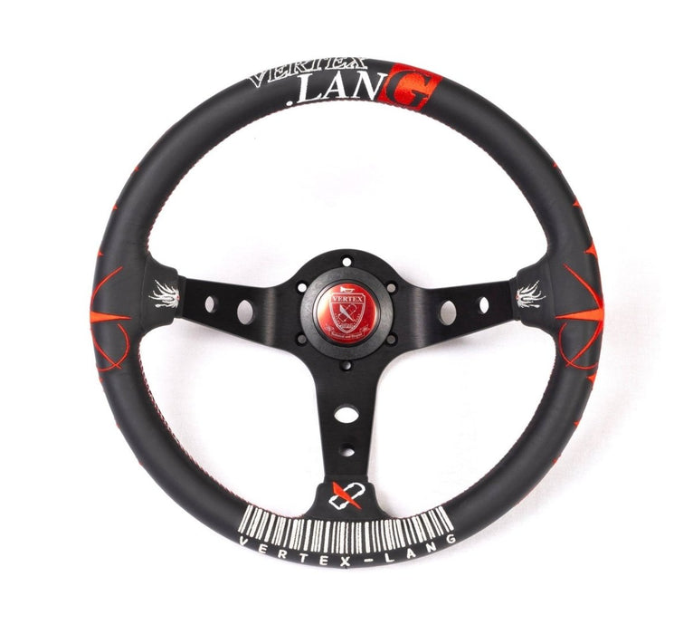 VERTEX Lang Steering Wheel 330mm Leather w/ White and Red Stitching - STW - LG - Subimods.com