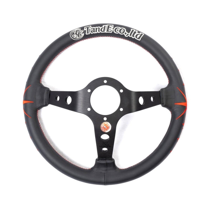VERTEX Lang Steering Wheel 330mm Leather w/ White and Red Stitching - STW - LG - Subimods.com