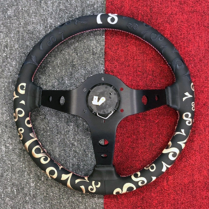 VERTEX Seventy - Eight Steering Wheel 330mm Leather w/ Red, Black and Gold Stitching - STW - 78 - Subimods.com