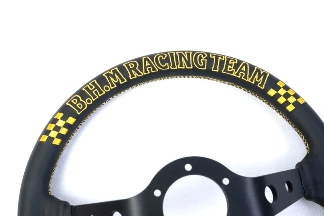 VERTEX X Block Head Collaboration Steering Wheel 330mm Leather w/ Gold Stitching - STW - VERXBHM - Subimods.com