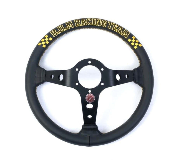 VERTEX X Block Head Collaboration Steering Wheel 330mm Leather w/ Gold Stitching - STW - VERXBHM - Subimods.com