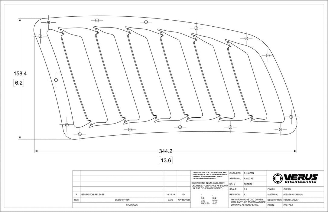 Verus Hood Louver Kit 2008 - 2014 WRX / 2008 - 2014 STI - A0212A-BLK - Subimods.com