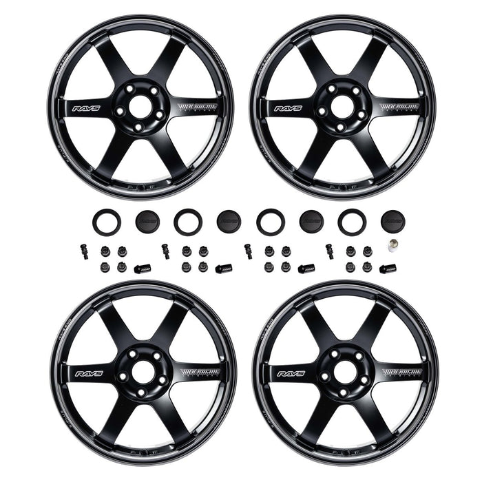 Volk Racing TE37 Saga S-Plus Black Shadow Special Wheel Bundle 18x9.5 +38mm Offset 5x114.3 - WVDG2X38EPH-BUNDLE - Subimods.com