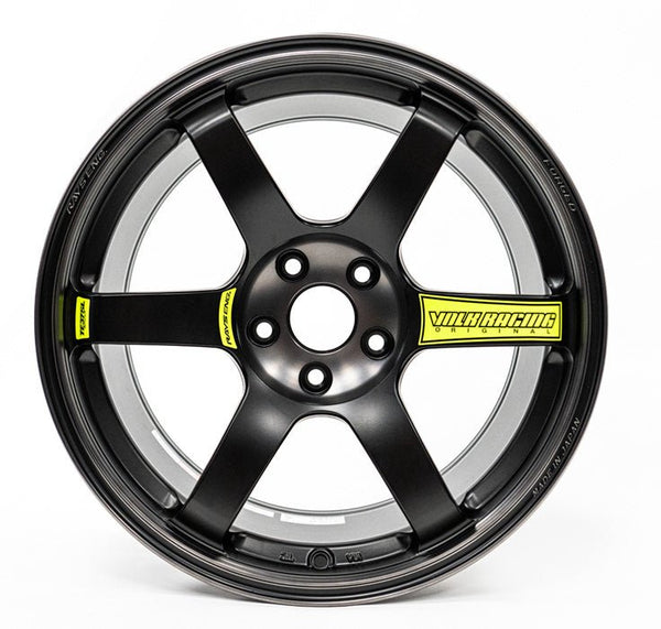 Volk Racing TE37 Saga SL M-Spec Pressed Black w/ Neon Yellow Stickers  18x9.5 +39mm 5x114.3 2015-2024 WRX / 2011-2021 STI - Subimods.com