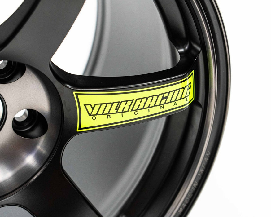 Volk Racing TE37 Saga SL M - Spec Pressed Black w/ Neon Yellow Stickers 18x9.5 +39mm 5x114.3 2015 - 2024 WRX / 2011 - 2021 STI - WVDGX39EPPB - Subimods.com