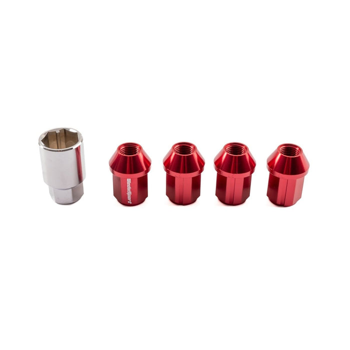 WedsSport Racing Aluminum Closed End Locking Lug Nuts 19 Hex Red M12 x 1.25 Most Subaru Models - 52326-KIT - Subimods.com
