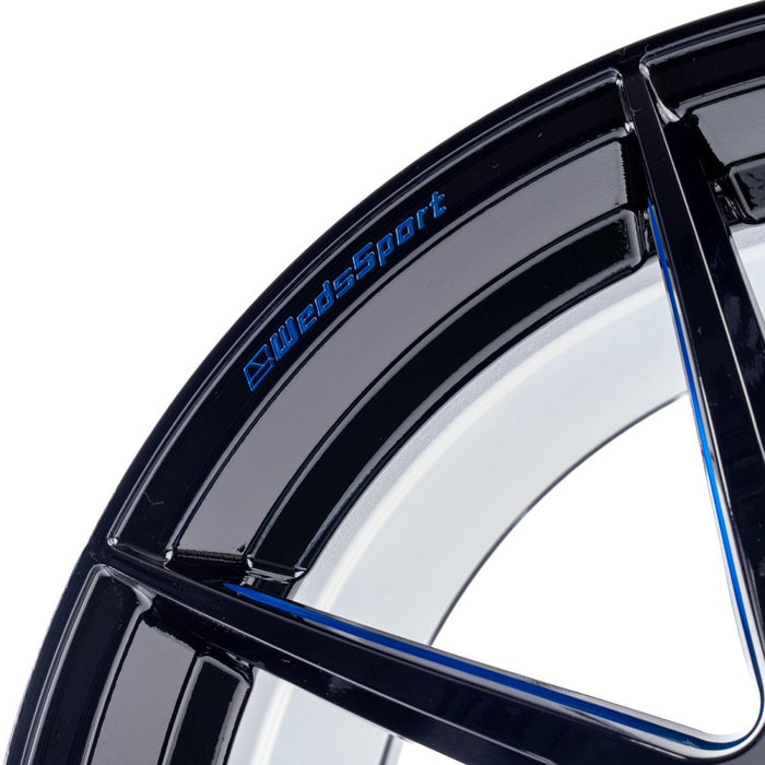 WedsSport RN55M Gloss Black w/ Blue Machining 18x9.5 5x114.3 +38mm Offset 2015 - 2025 WRX / 2011 - 2021 STI - 72967 - Subimods.com