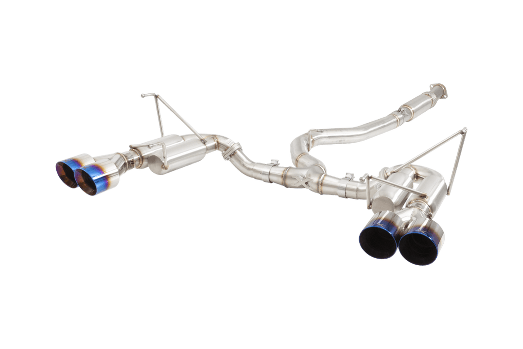XForce Race Style Stainless Steel Catback Exhaust w/ Burnt Blue Tips 2011 - 2021 WRX Sedan / 2011 - 2021 STI Sedan - ESSW28BUCS - Subimods.com