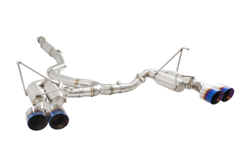 XForce Race Style Stainless Steel Catback Exhaust w/ Burnt Blue Tips 2011 - 2021 WRX Sedan / 2011 - 2021 STI Sedan - ESSW28BUCS - Subimods.com