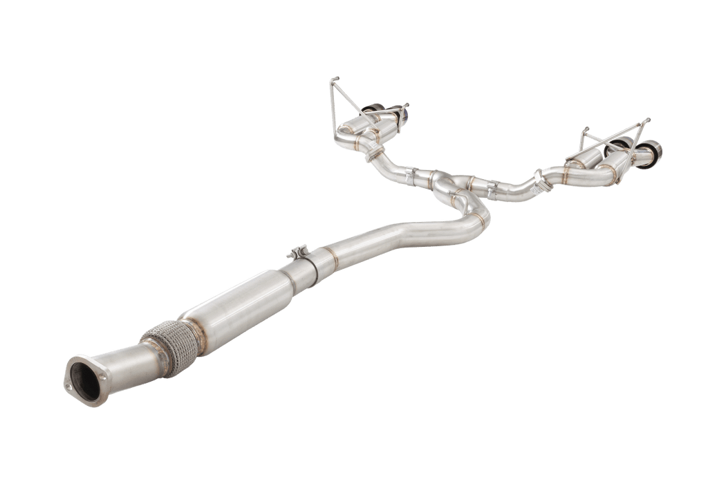 XForce Race Style Stainless Steel Catback Exhaust w/ Burnt Blue Tips 2011 - 2021 WRX Sedan / 2011 - 2021 STI Sedan - ESSW28BUCS - Subimods.com