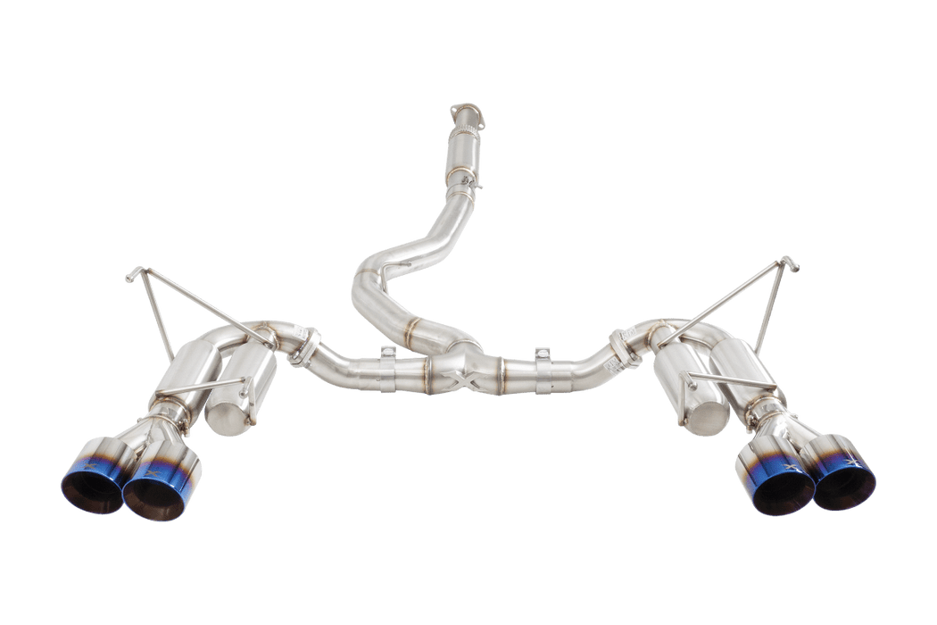 XForce Race Style Stainless Steel Catback Exhaust w/ Burnt Blue Tips 2011 - 2021 WRX Sedan / 2011 - 2021 STI Sedan - ESSW28BUCS - Subimods.com