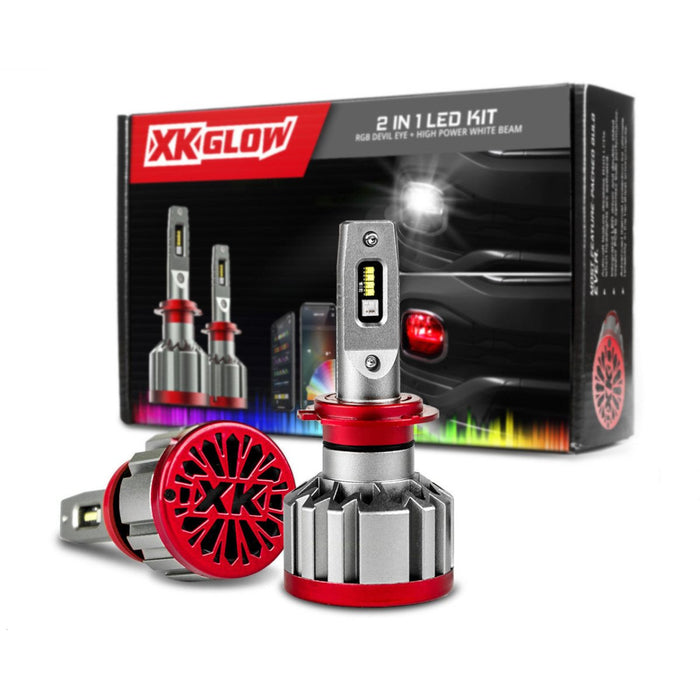 XKGlow 2 in 1 LED Bulb w/ Multi-color Devil Eye 9005 / HB3 Fitment | App-controlled - XK045004-HB3 - Subimods.com