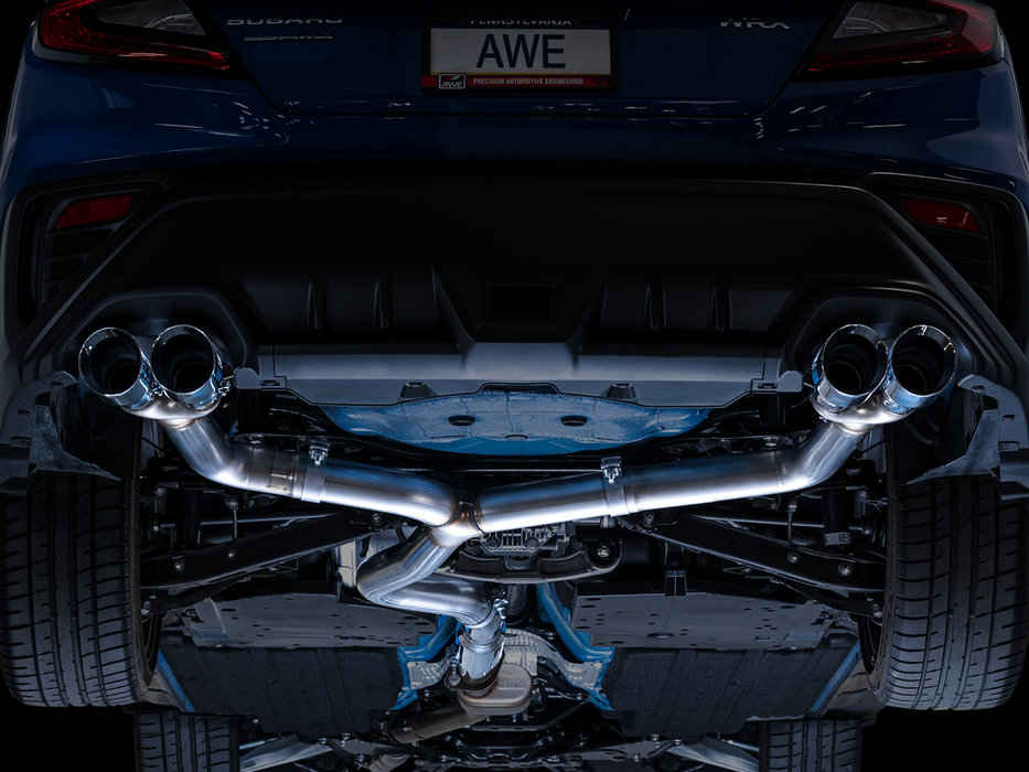 AWE Track Edition Catback Exhaust w/ Chrome Silver Tips 2022-2024 WRX - 3020-42979 - Subimods.com