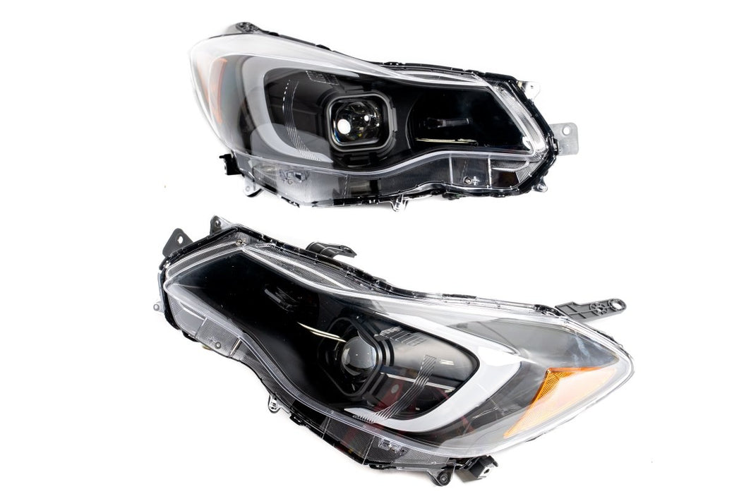 Akkon Black Base w/ Smoke Lense Projector Headlights w/ DRL Bar 2012-2016 Impreza w/ Halogen Low Beam / 2013-2016 Crosstrek w/ Halogen Low Beam - PRO-JH-SI13-LB-BSM - Subimods.com