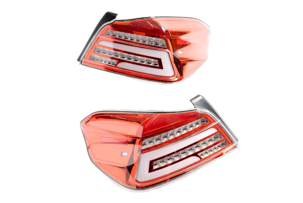 Akkon LED Tail Lights Red Base w/ Clear Lense and White Bar 2015-2021 WRX / 2015-2021 STI - ALT-JH-SIWRX15-LBLED-RC - Subimods.com