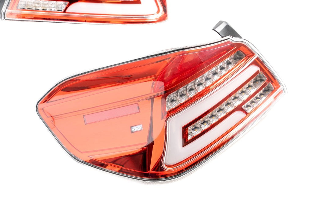 Akkon LED Tail Lights Red Base w/ Clear Lense and White Bar 2015-2021 WRX / 2015-2021 STI - ALT-JH-SIWRX15-LBLED-RC - Subimods.com