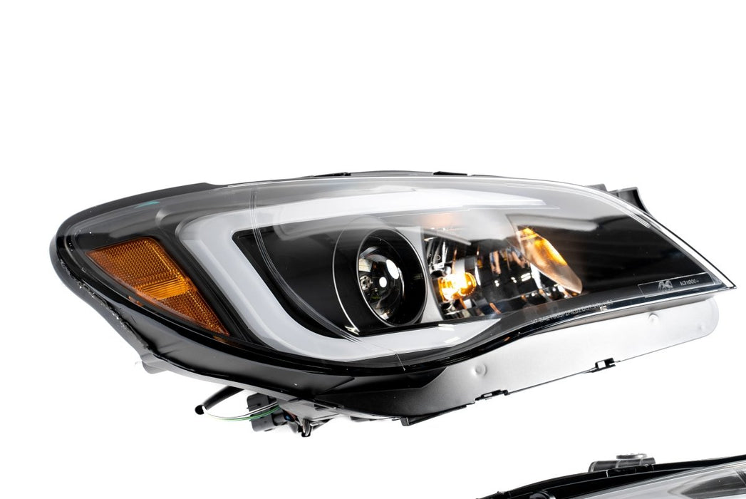 Akkon Projector Headlights Black Base w/ Clear Lense and LED Light Bar 2008-2014 WRX Halogen Model Only - PRO-JH-SI08-LBDRL-BK - Subimods.com