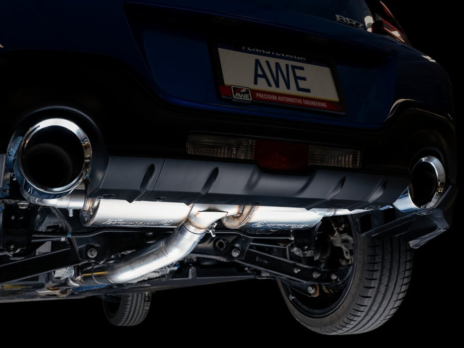 AWE Touring Edition Catback Exhaust w/ Chrome Silver Tips 2013-2022 BRZ / 2017-2021 Toyota 86 / 2022 GR86 - 3015-32486 - Subimods.com