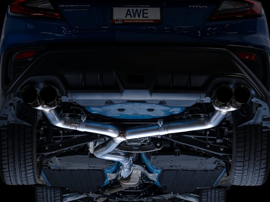 AWE Track Edition Catback Exhaust w/ Diamond Black Tips 2022-2024 WRX - 3020-43979 - Subimods.com