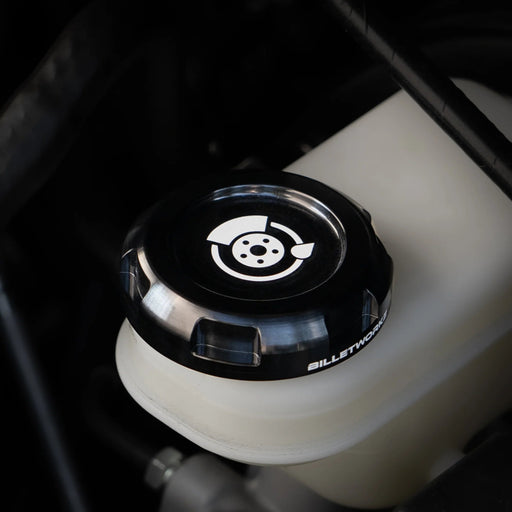 Billetworkz Zero Series Brake Fluid Reservoir Cap w/ Engraving Most Subaru Models - BW-EBCZ-SUB-BRK-BLK-E - Subimods.com